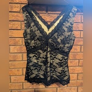 Y2K Worthington Black Lace V-Neck Overlay